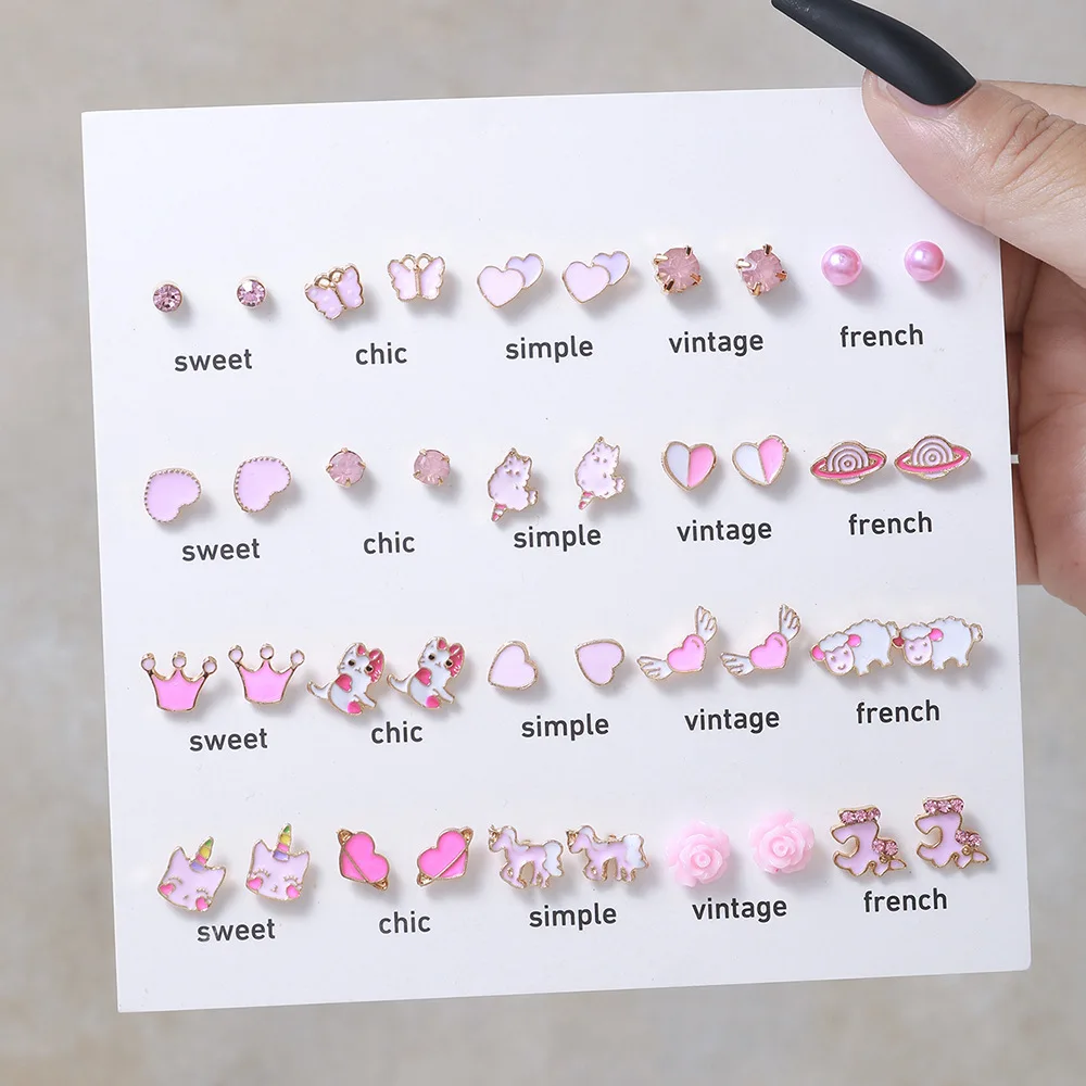 Christmas Sets of Earrings Gifts for Girls Kids Mermaid Rainbow Unicorn Cute Earring Set