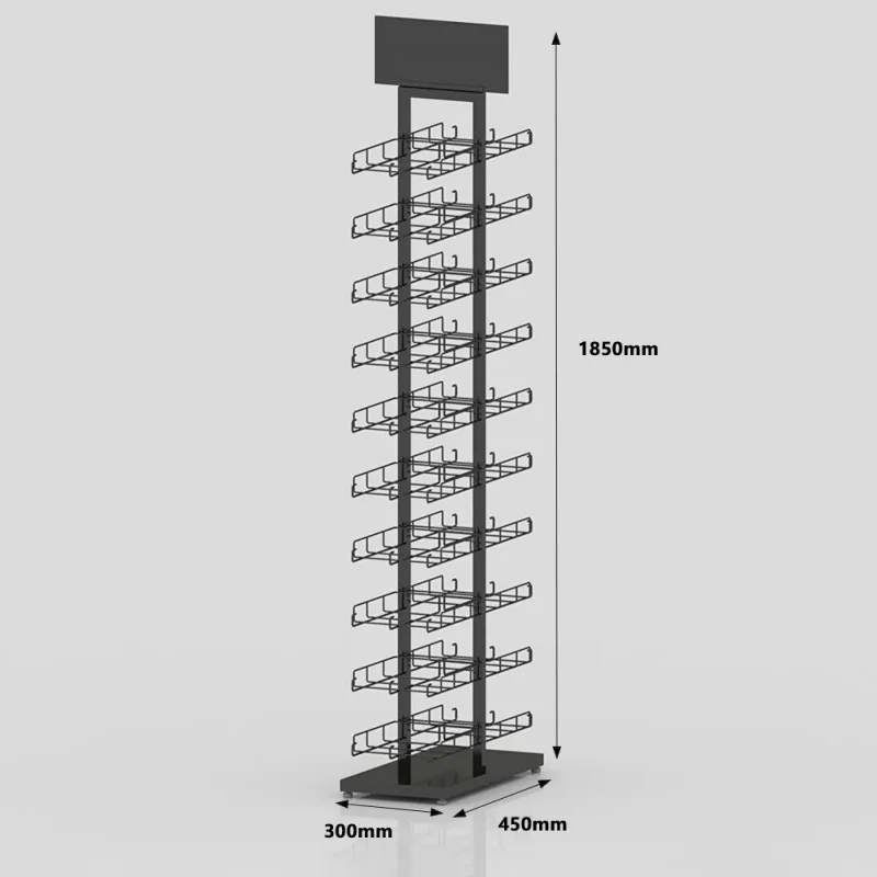 custom.Double-sided 10-Tier Baseball Hat Display Racks Retail Metal Cap Holder Tower Hat Storage Shelves