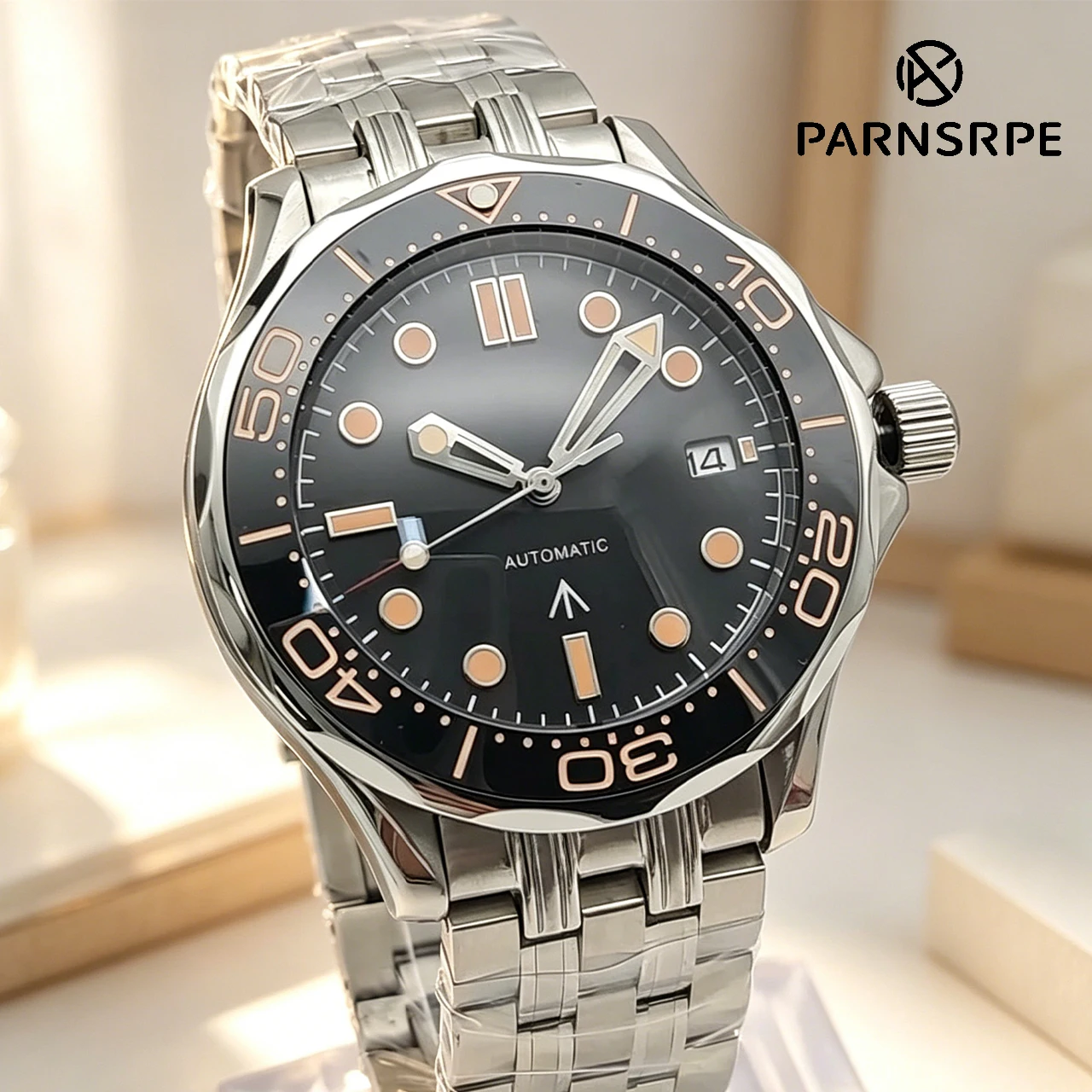 

41mm Classic Mens Automatic Watch Brushed Stainless Steel Case Ceramic Bezel Sapphire Crystal Luminous Waterproof Business
