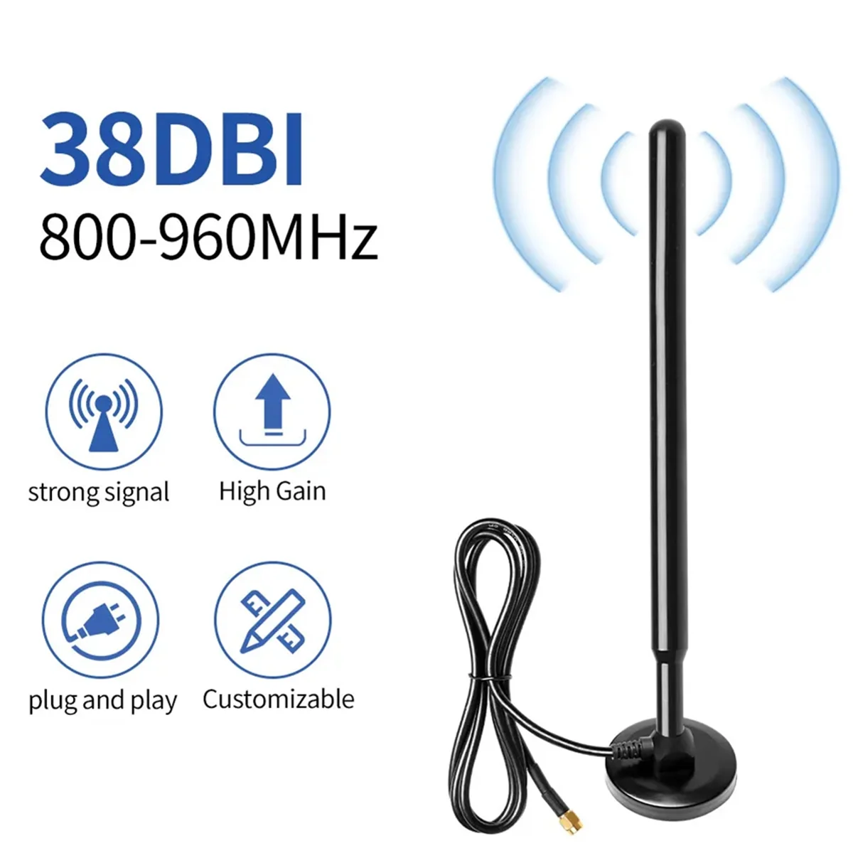 868MHz 915MHz LORA Antenna Helium Hotspot Magnetic Base 38dbi High Gain SMA Male 3 Meters Cable Copper Rod 800-960mhz