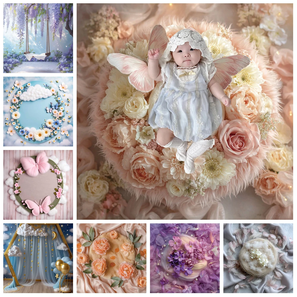 

MOON.QG Baby Shower Boy Girl Birthday Photography Backgrounds Rainbow Flower Feather Backdrop Decoration Poster Photo Studio