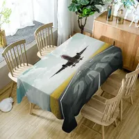 Aircraft Runway Pattern Tablecloth Home Decoration Kitchen Dining Table Living Room Coffee Table Antifouling Washable Tablecloth