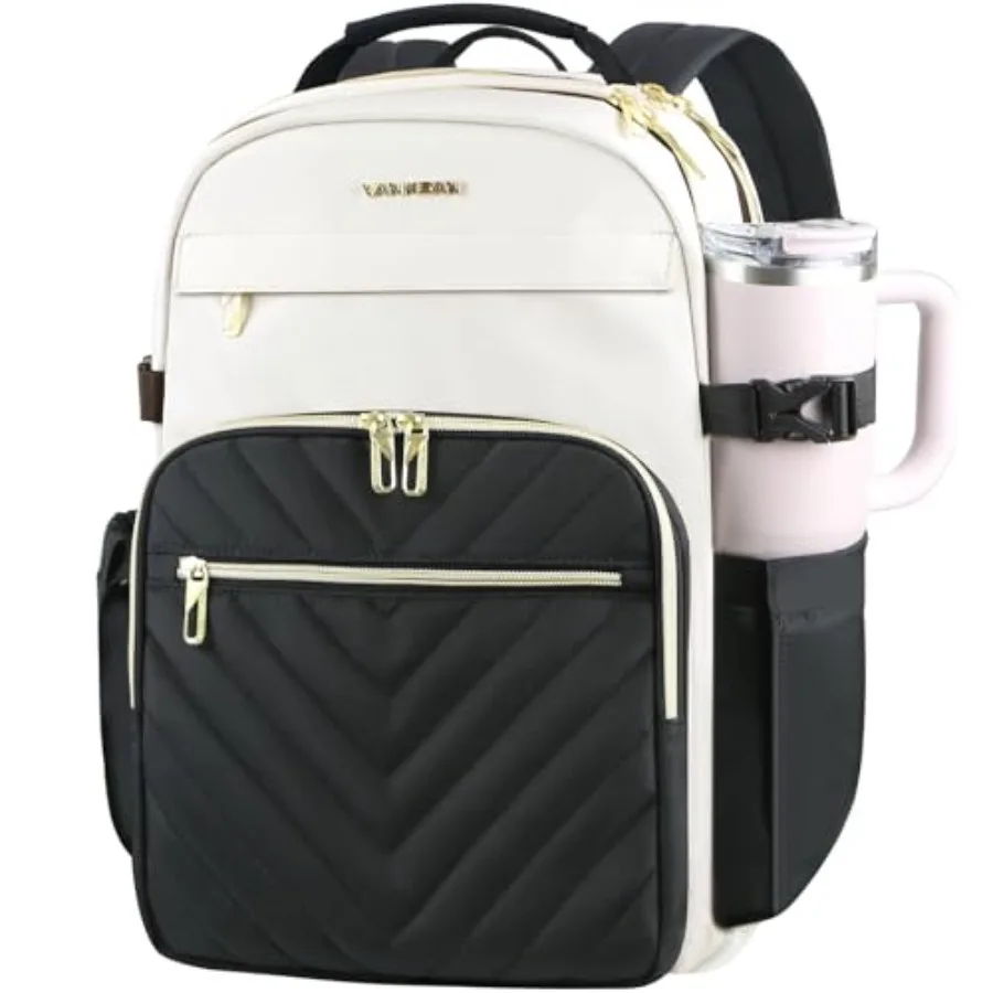 

Laptop Backpack for Women with Giant Tumbler Holder Pocket School College Book Bag Nurse Teacher Backpack Waterproof Work Trave