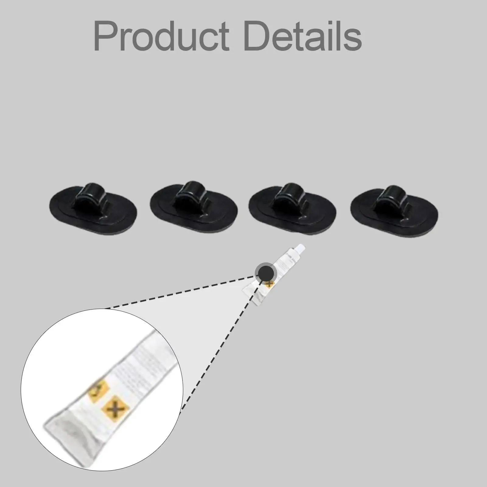 4x Kayak Canopy Mount Bases Black Inflatable Boat Replacement Accessories Awning Aluminum Alloy with Glue Kayak Shade Base