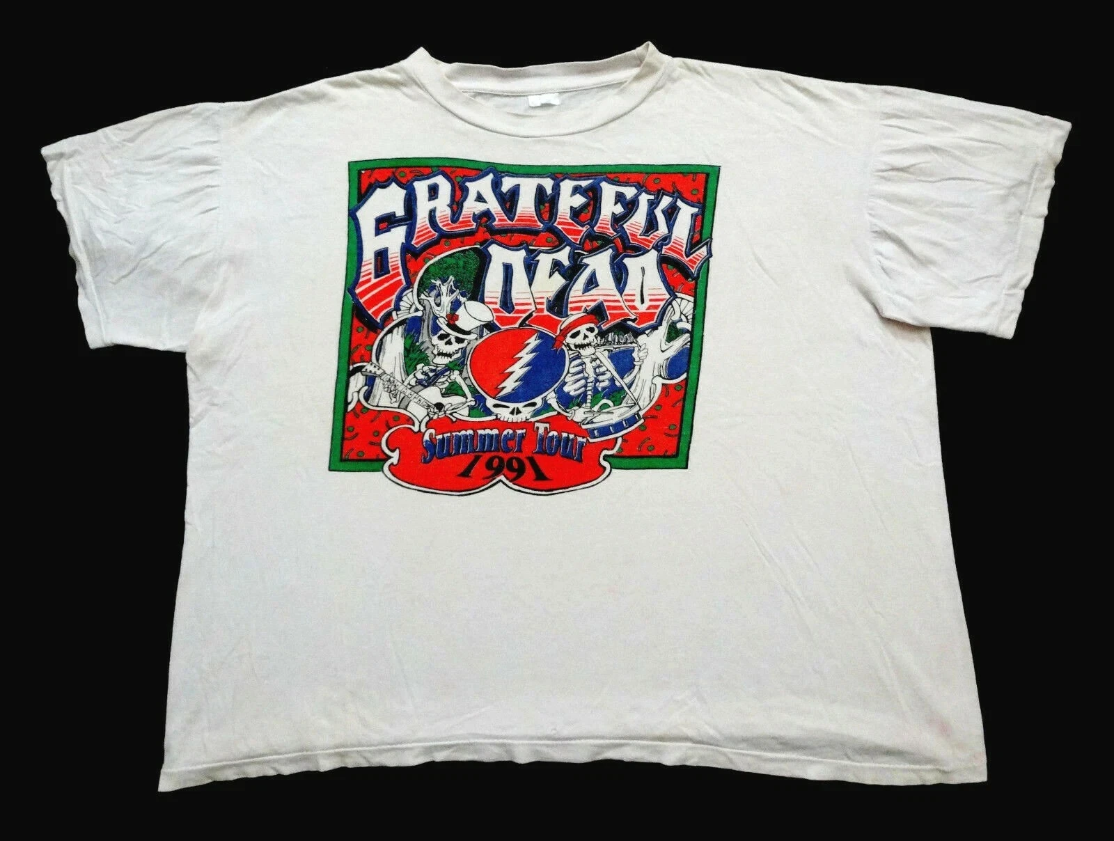 

Grateful Dead Shirt Tee Vintage 1991 Summer Tour GD Skeletons Paradise Waits America Tour USA T-shirt Men Short-sleeved Women