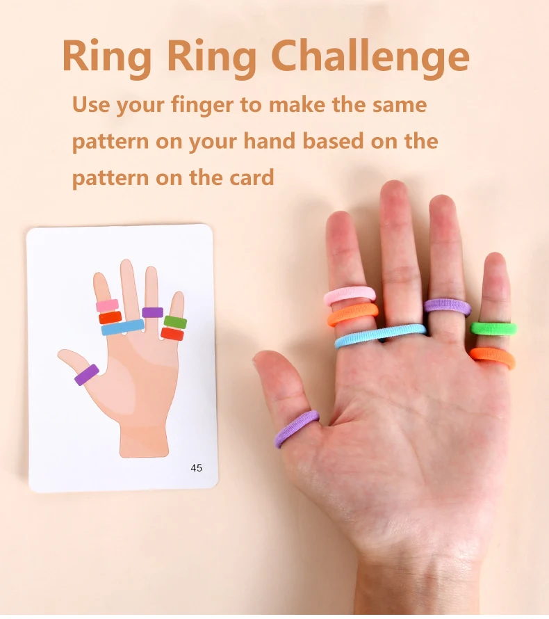 Early Educational Thinking Training Toy for Kids, Fingers Ring Game with Elastic Bands and Bell, Parent-child Interactive Games