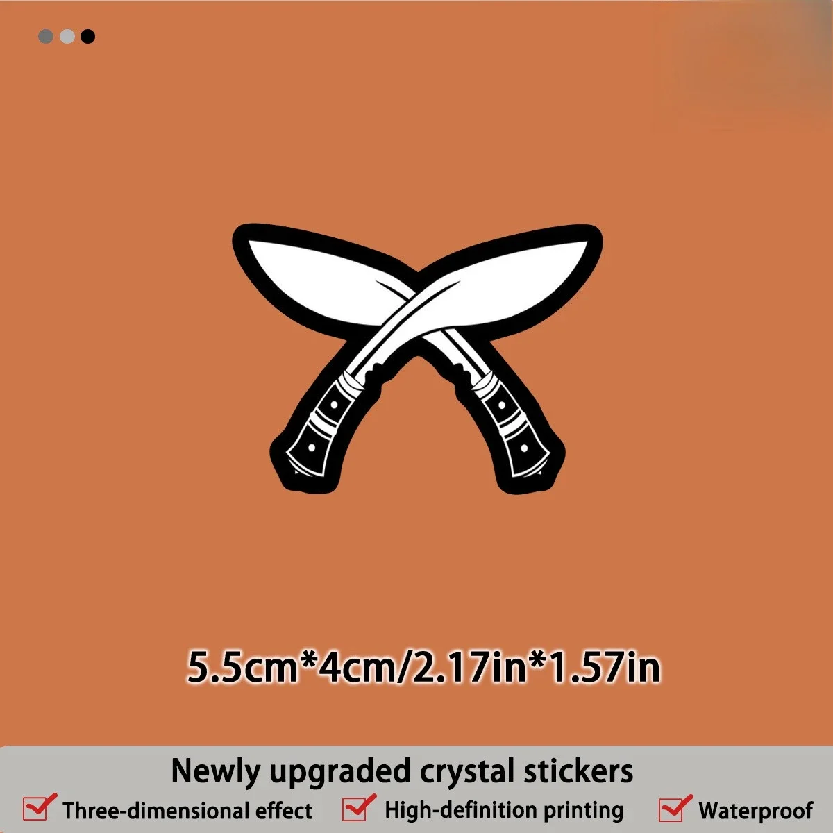 1Pc Crossed Gurkha Kukri Pattern Waterproof Vinyl Sticker For Car Exterior Daily Decor