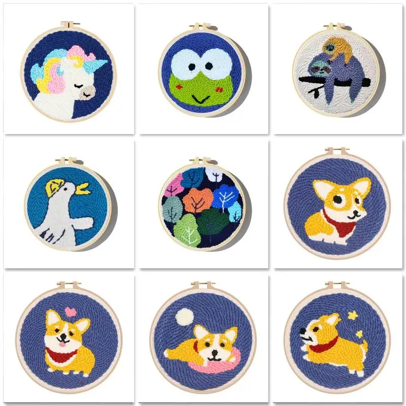 

GATYZTORY Cartoon Dogs Punch Needle Kit Gift Hobby Kits Animal Beginner Embroidery Kits Kits Hand Embroidery Kit