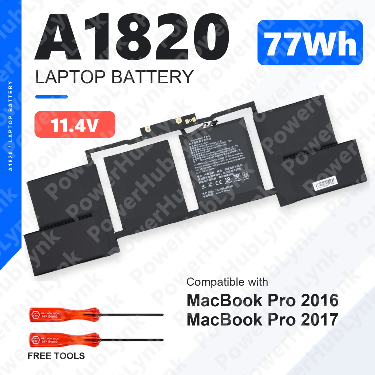 A1820 11.4V 76Wh Laptop Battery For Apple MACBOOK PRO 15