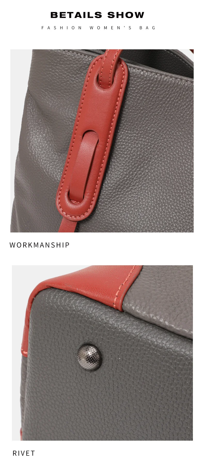 Echte Leder-Damenhandtasche, Große Kapazität Shopper-Tasche, Neue 2026 Mode-Schultertasche für Frauen, Rindsleder-Shopper, Große Tasche – Detail 13