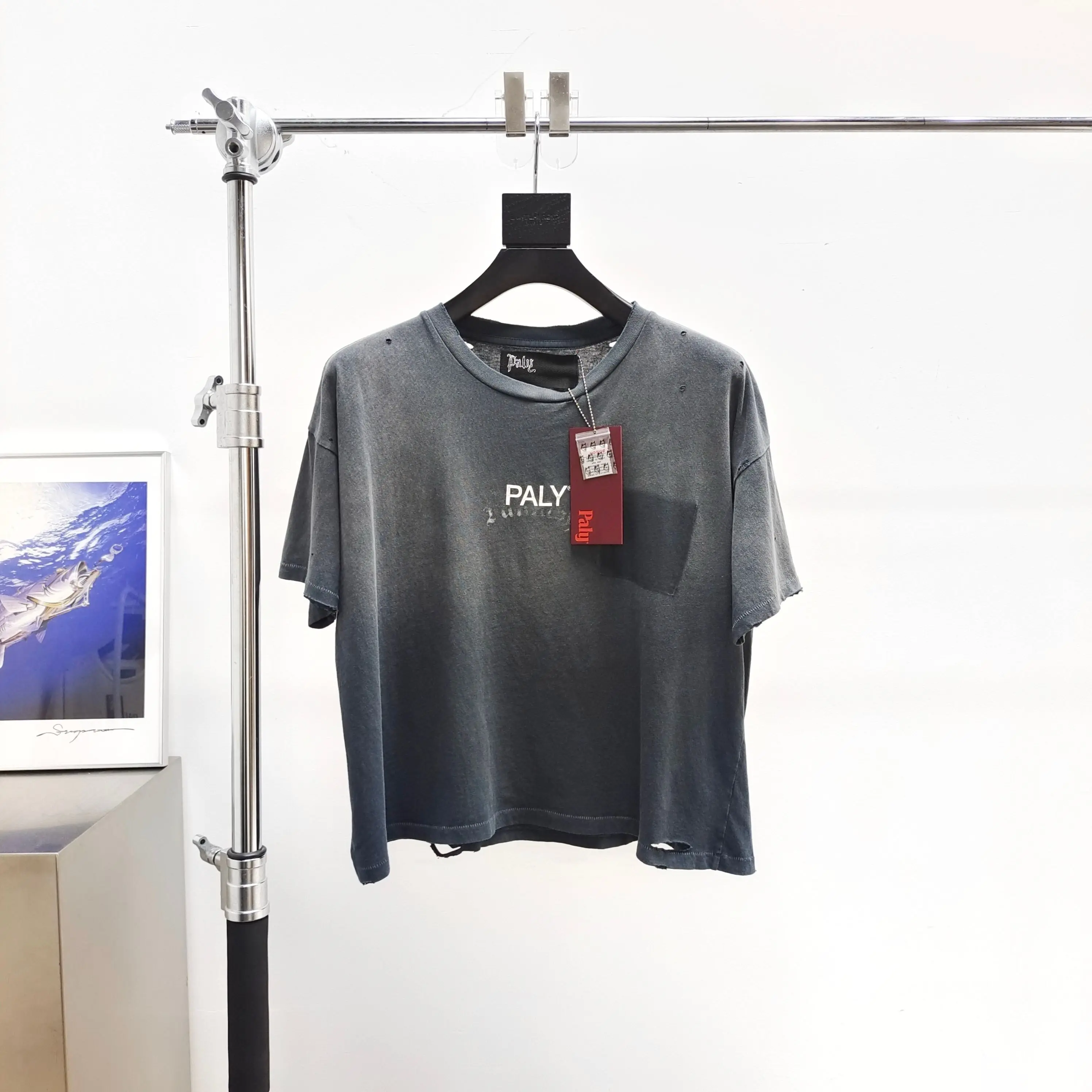 Paly Hollywood Pocket Wash Black Short Sleeve Tee