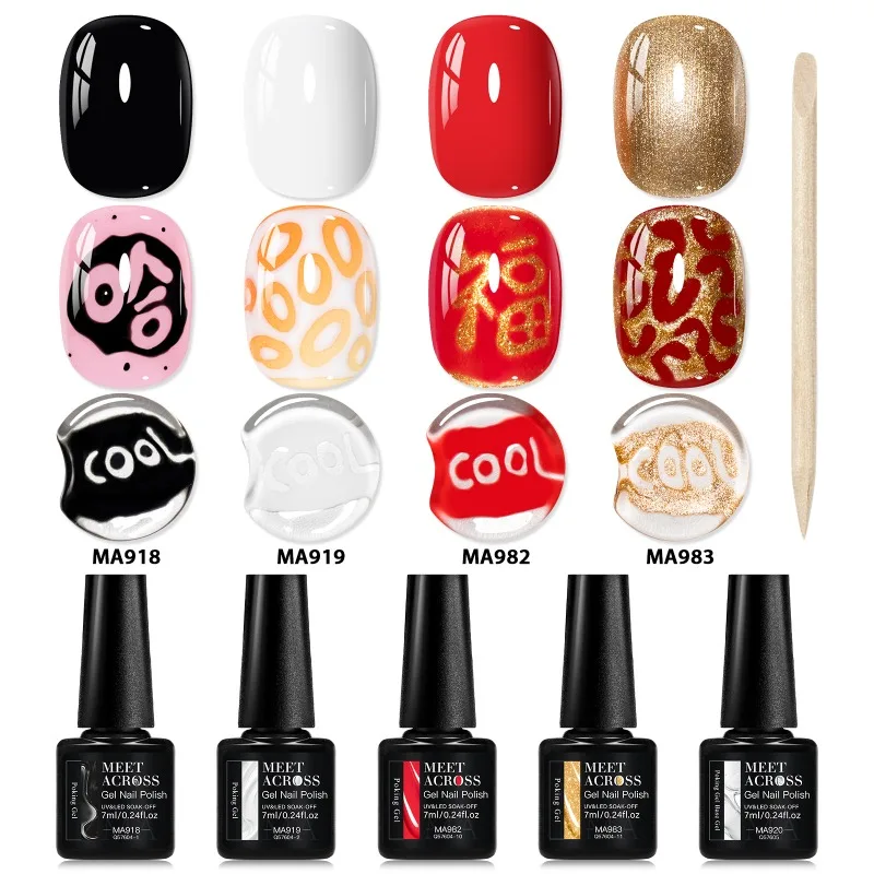 6個/セット ポーキングネイルジェルポリッシュ ポークネイルアートグルー 新スタイル 3Dテクスチャ ホール ホロー ペイント UVジェル バーニッシュ DIYネイル用品