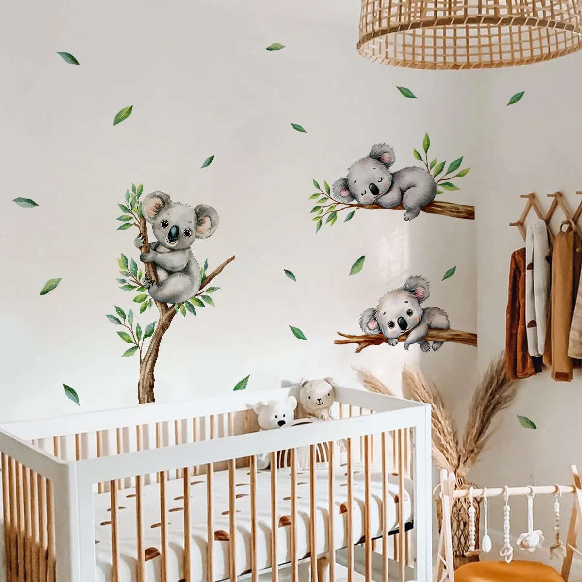 Cartoon Koala Climbing Tree Branch Wall Stickers Kids Room Children's Room Kindergarten Wall Decoration Wallpaper Murals PVC view 3