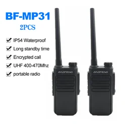 Baofeng W31 Walkie Talkie, UHF 400-470MHz, chamada criptografada, rádio portátil, carga direta tipo C, pequeno IP54 à prova d'água, 2 pcs