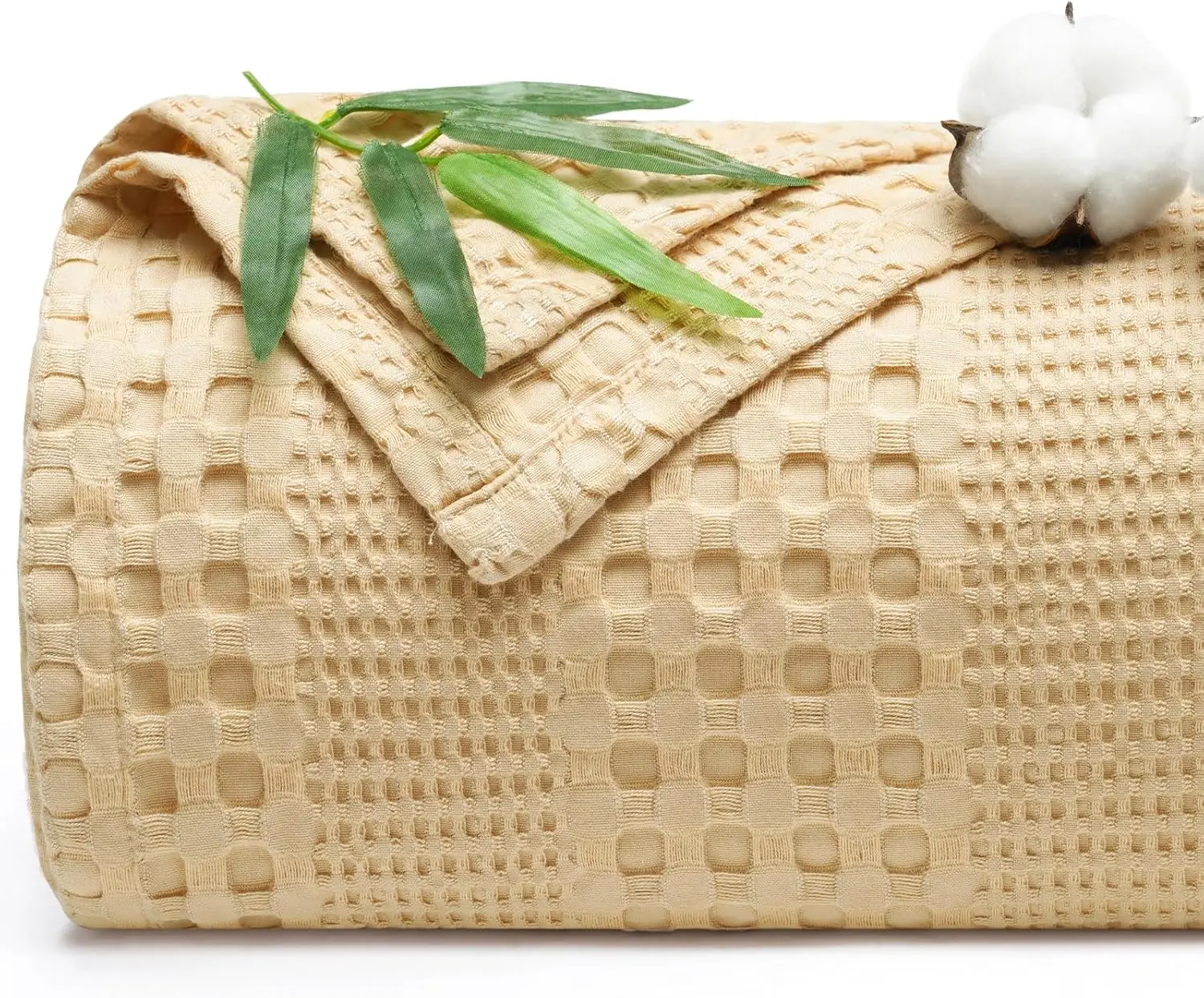 

Cooling Waffle Blanket Queen Size, Lightweight 60% Rayon Derived From Bamboo & 40% Cotton Breathable Blanket For Hot Sleepers,
