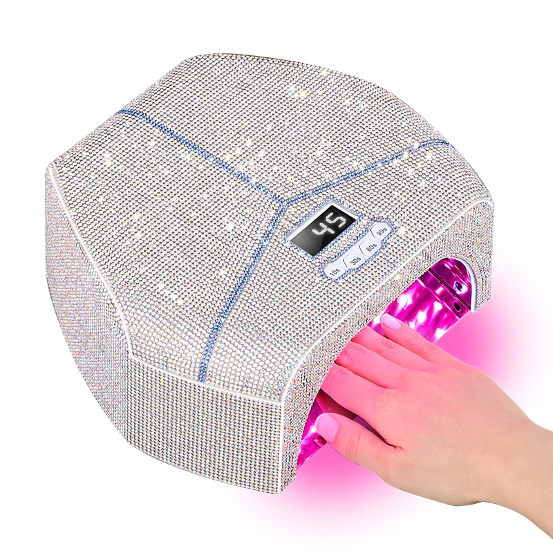 

180W Professional Nail Dryer High Power UV LED Nail Lamp with 4 Timer Modes and Sparkling Nail Rhinestones Diamond for Home