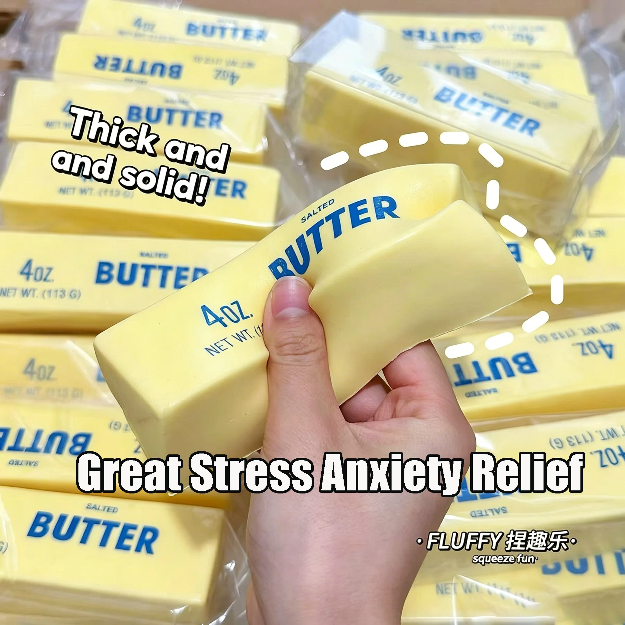 1PC Elastic Butter Stick Squishy Fidget Gadget Soft PU Slow Rebound Wet Sticky Hand Grab Cheese Squeeze Toy Mood Travel Leisure