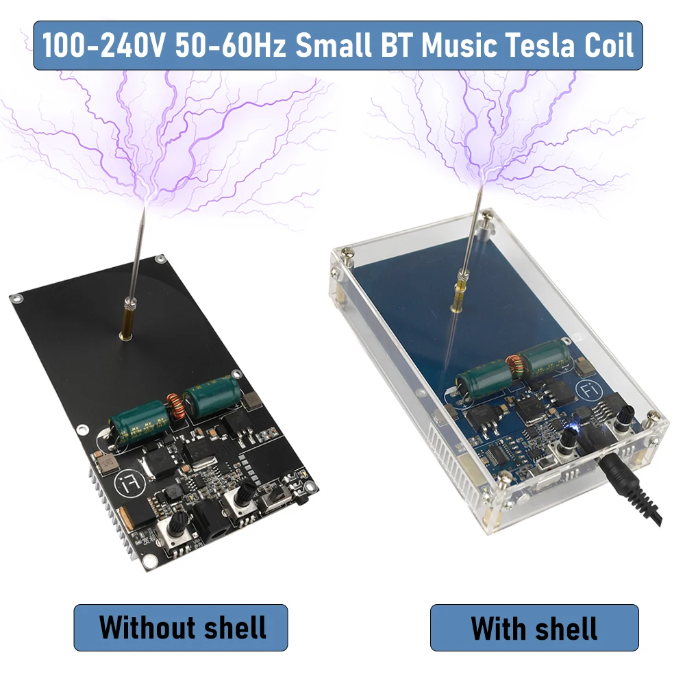 

100-240V MINI BT/NO BT Music Tesla Coil For Scientific Experiment Teaching Aid Arc Plasma Loudspeaker Artificial Lightning