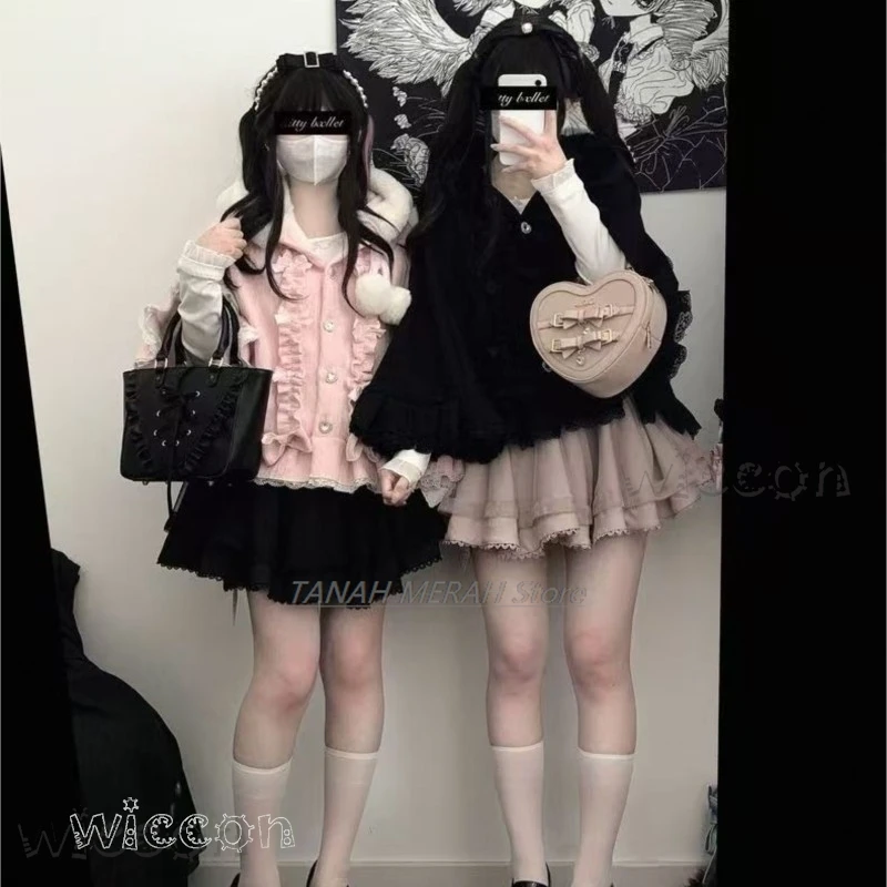 

Рождественская японская Лолита Y2K Jirai Kei, зимняя плюшевая накидка, шаль для женщин и девочек, праздничное платье на Хэллоуин, маскировка, сексуальные костюмы