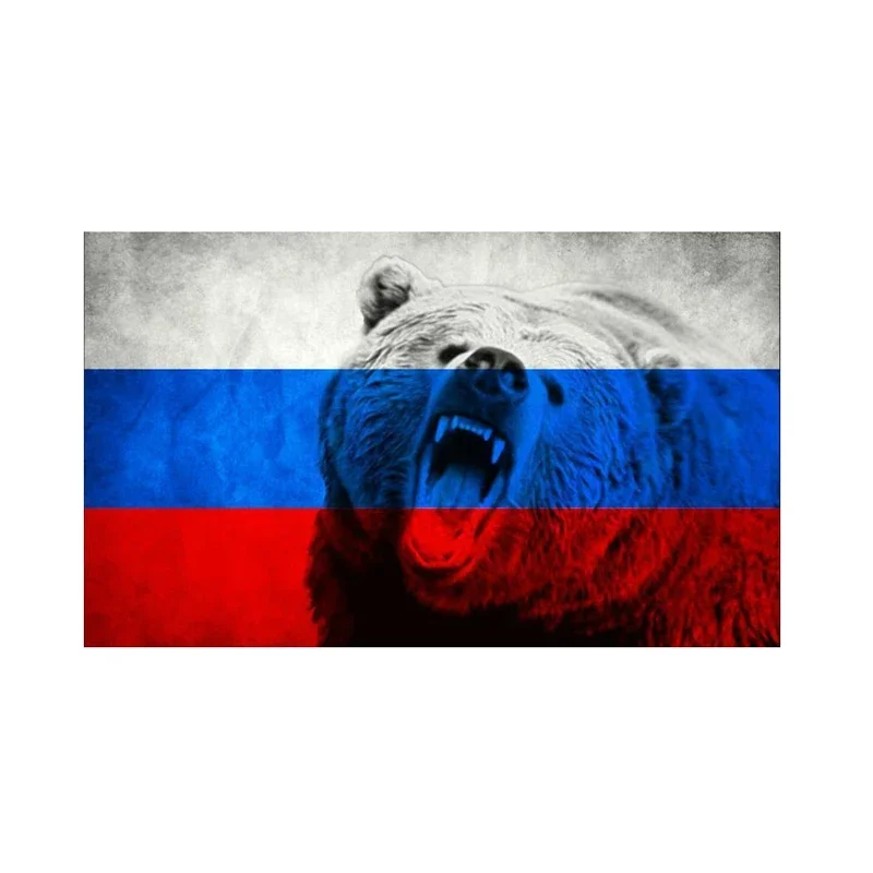 Animal Bear Russia Flag Car Sticker Automobiles Motorcycles Exterior Accessories Reflective PVC Decals for Bmw Audi Ford Lada Vw