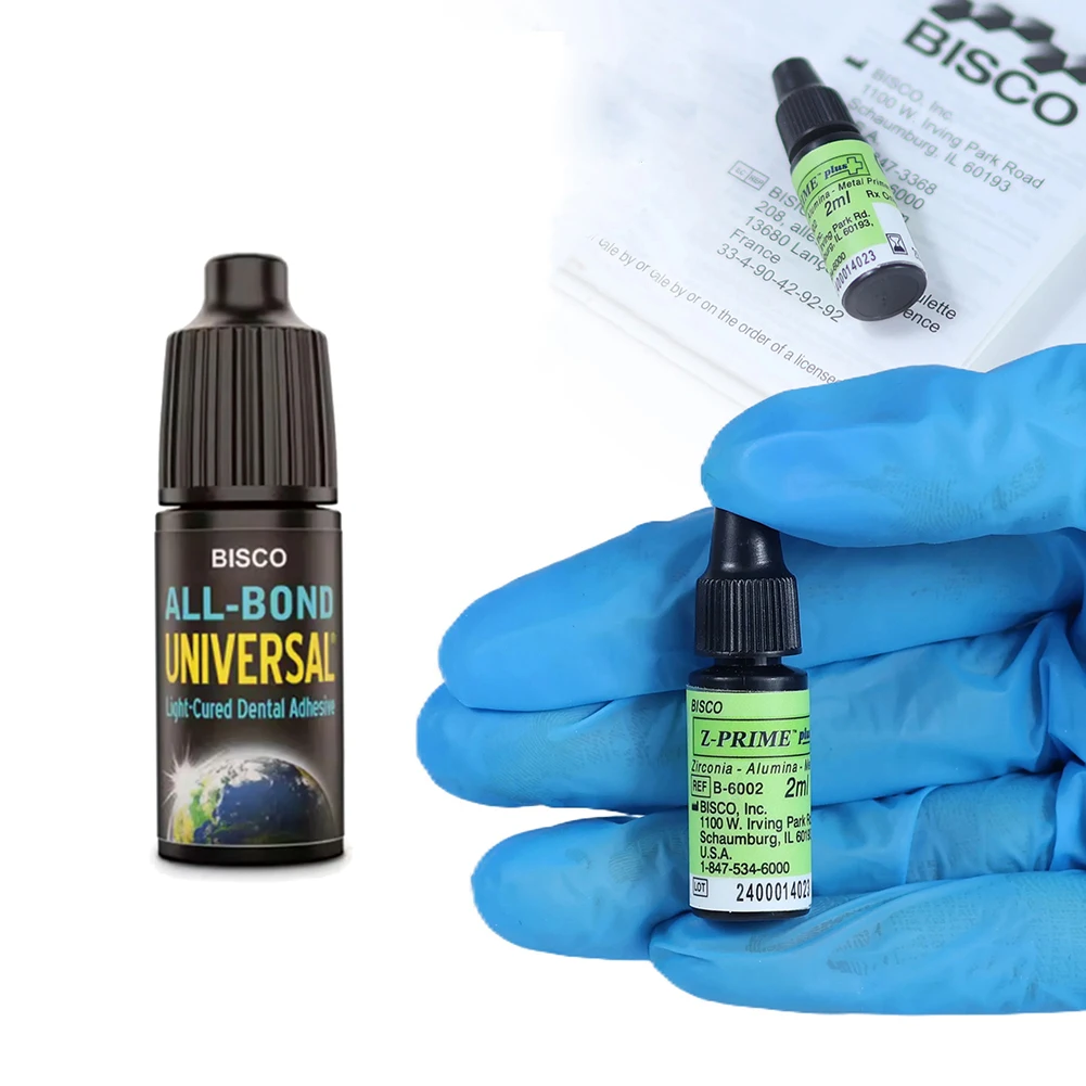 BISCO Z-PRIME Plus Metal Zirconia Primer 2ml & ALL-BOND UNIVERSAL Light Cure Dental Adhesive Veneer Inlay Fiber Post Resin Bond