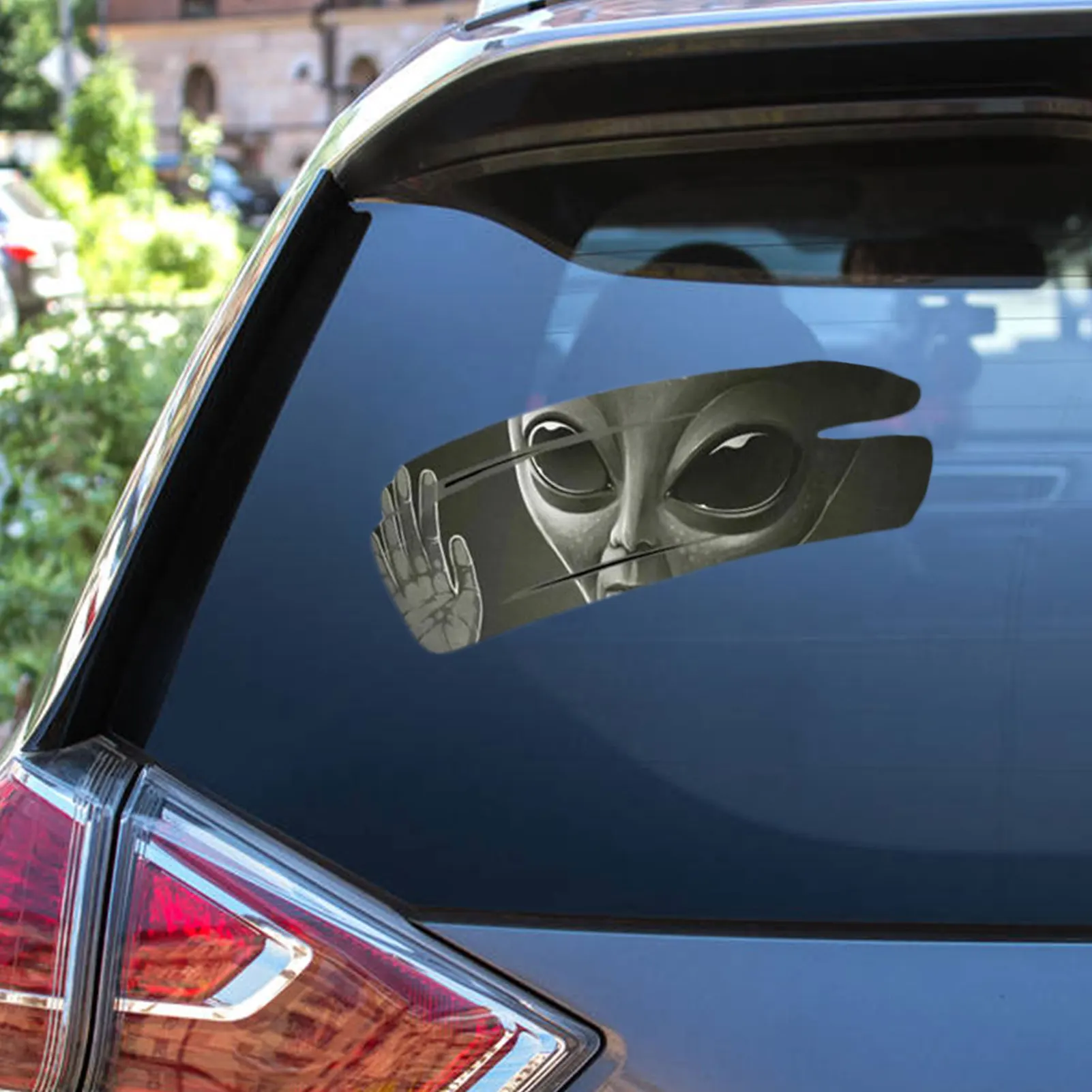 M508# Cool  Alien Cracked Car Sticker Self-Adhesive PVC Vinyl Auto Racing Decal Waterproof Car Accessories Decor