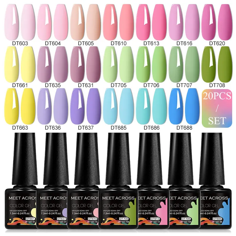 20 pçs gel unha polonês conjunto rosa vermelho glitter semi permanente uv gel polonês kits tudo para manicure embeber fora vernis diy suprimentos de unhas