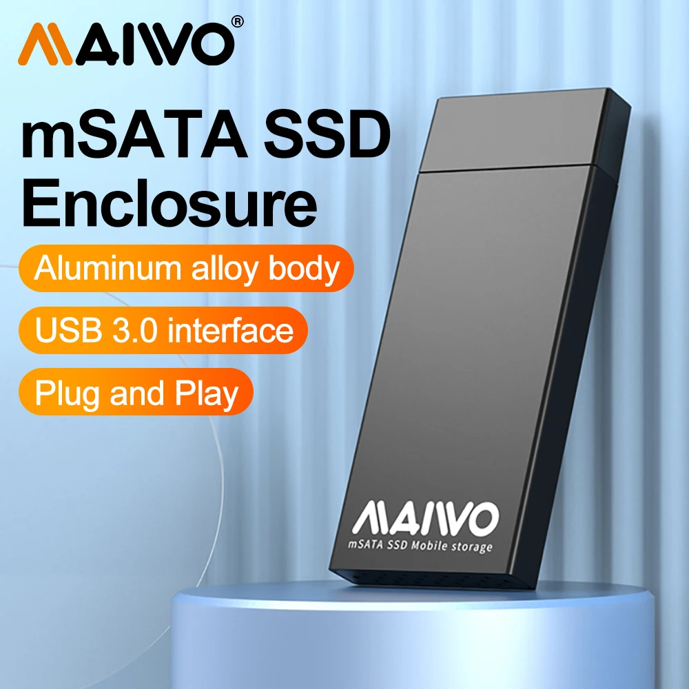 MAIWO-Boîtier SSD mSATA USB 3.0, boîtier de lecteur externe en alliage d'aluminium, adaptateur USB 3.0 pour accessoires PC 30x30mm 51x30mm