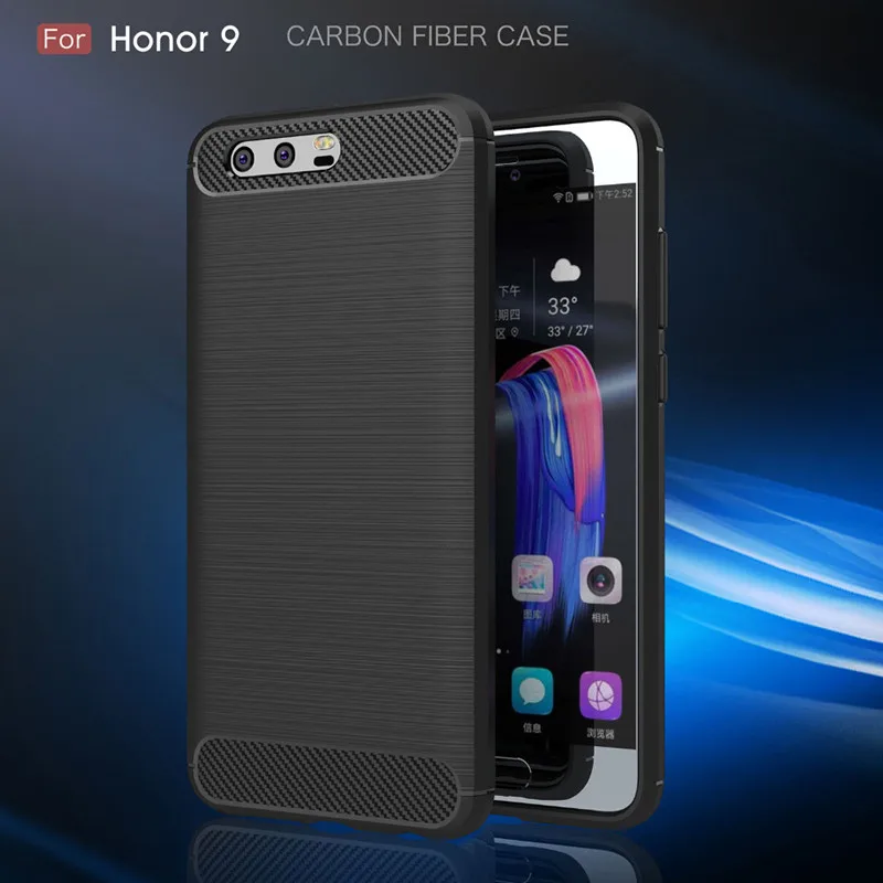 For Honor 9 Silicone Case Shockproof Back Cover For Huawei honor 9 Soft Phone Cases for honor9 Carbon Fiber Case Coque Fundas