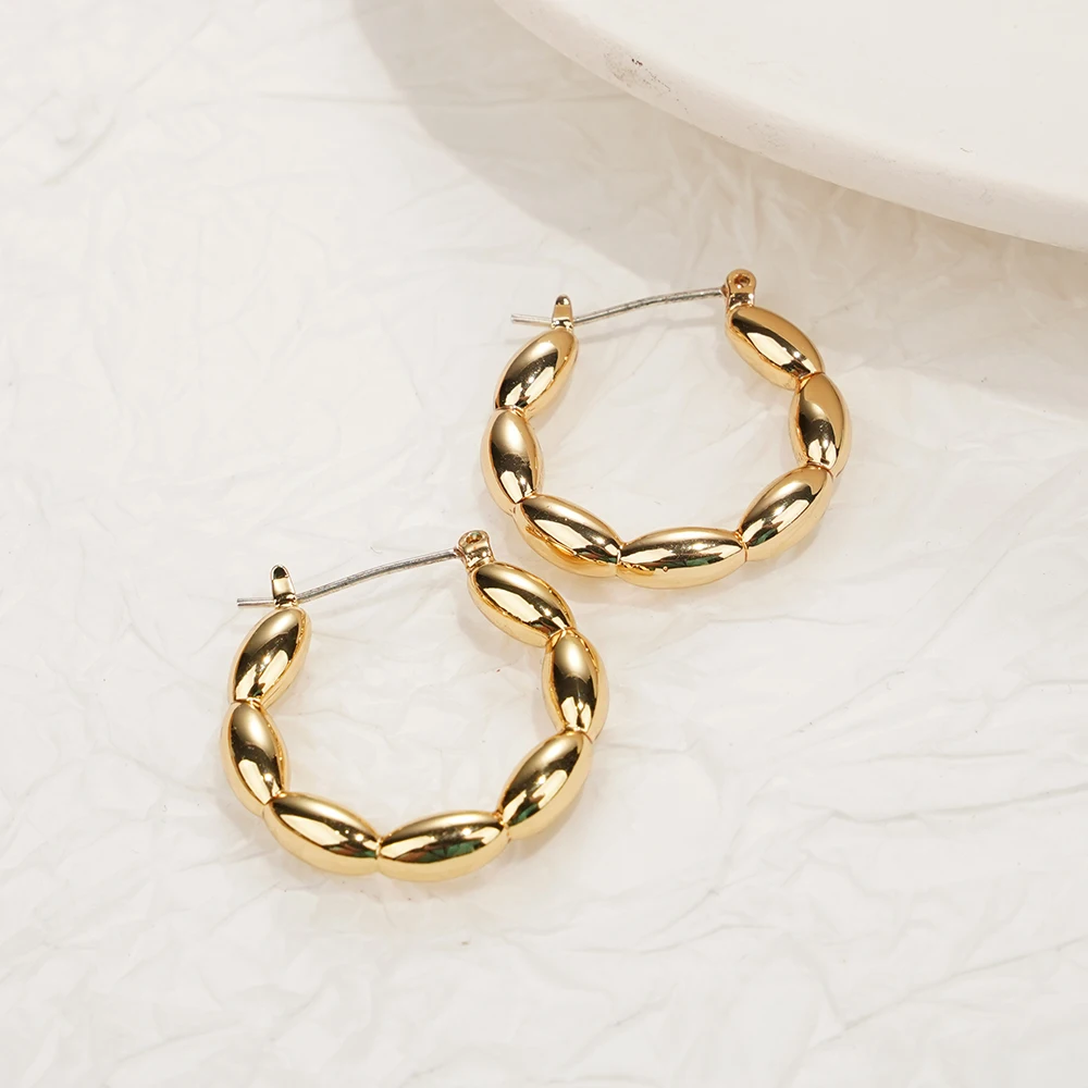 Gold Plated Olive branch Stainless Steel Earrings Women's Jewelry Luxury Trendy 2024 Wholesale Party Gift