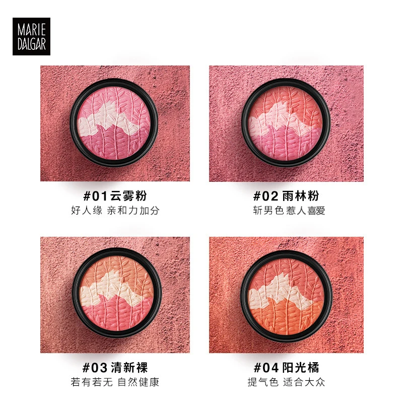 Fard à joues Rouge en poudre trois couleurs, bouffée de poudre, maquillage naturel Nude et plaque de réparation du visage, Blush sans cruauté, finition mate