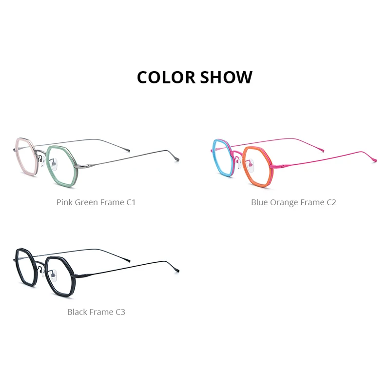 FONEX Progressive Prescription Glasses Custom Photochromic Myopia Optical Lens Eyewear Men Polygon Eyeglasses Titanium Frame 895