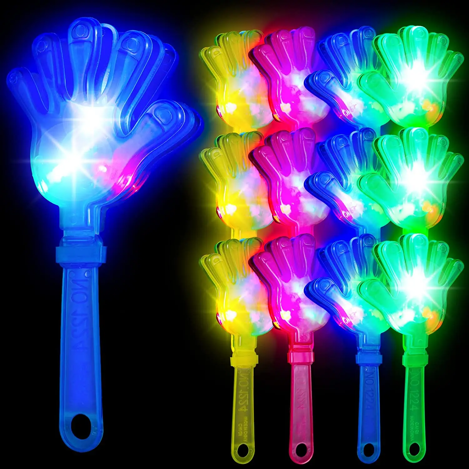 

12pcs Hand Clappers Light up LED Clappers Noisemakers Loud Noise Maker Toy Clap Toy for Wedding Birthday Party Favors Supplies