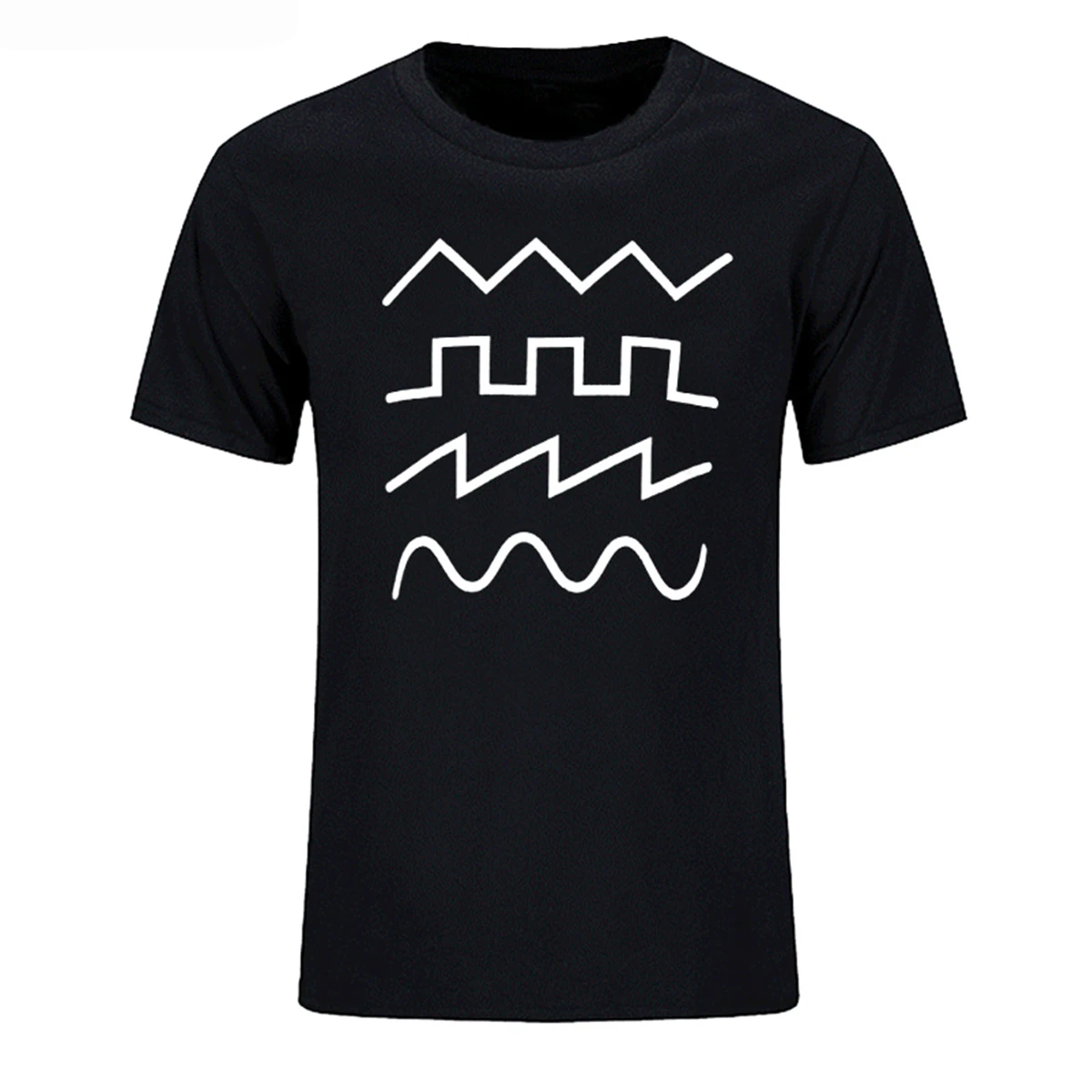 Summer Funny Minimal Synthesizer Waveforms Print T Shirt Women Music Producer Analog Modular T Shirt for Women Mens Clothing