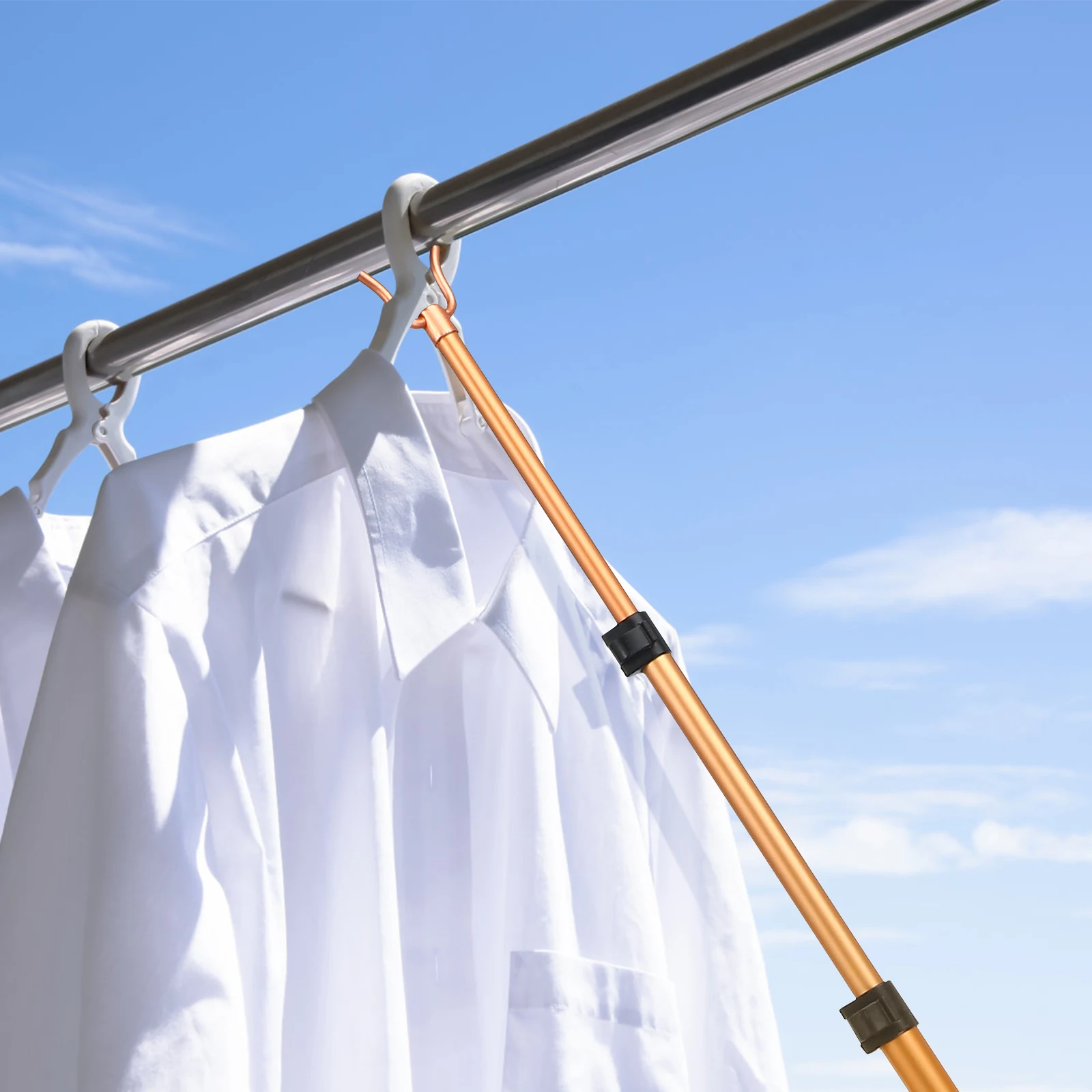 

1pc Telescopic PoleAlloy MaterialDurable Design Home Clothes Rod Home Use Adjustable Length Household Clothes Rack