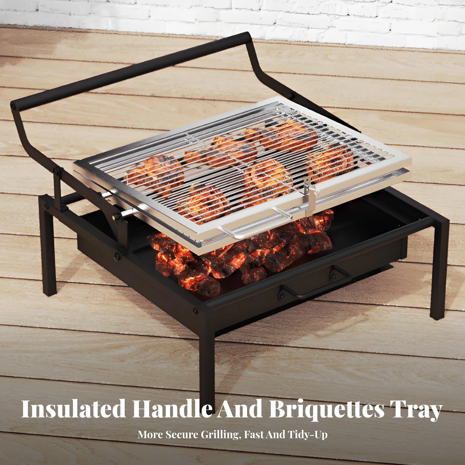 Easy to Clean Folding Charcoal Grill Portable Folding Charcoal Grill Outdoor Cooking Smoky Flavor Heat-Insulating Handle