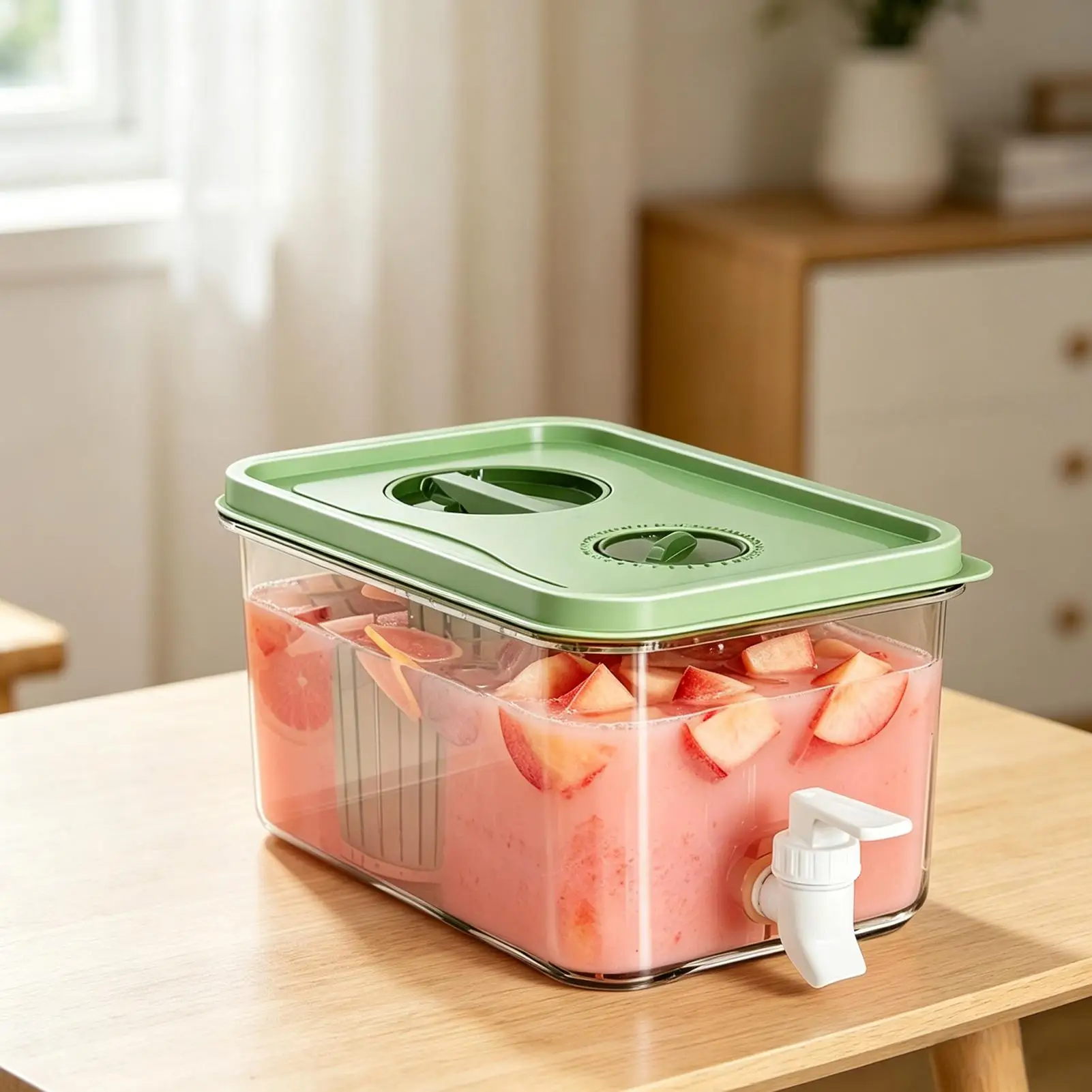 

Beverage Dispenser For Fridge 2.8L Water Holder With Spigot Drink Dispenser Fridge For Pantry Party Countertop Home Kitchen