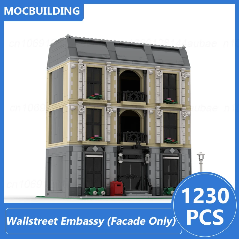 

Wallstreet Embassy Facade Model Moc Building Blocks Diy Assemble Bricks Architecture Display Collection Xmas Toys Gifts 1230PCS