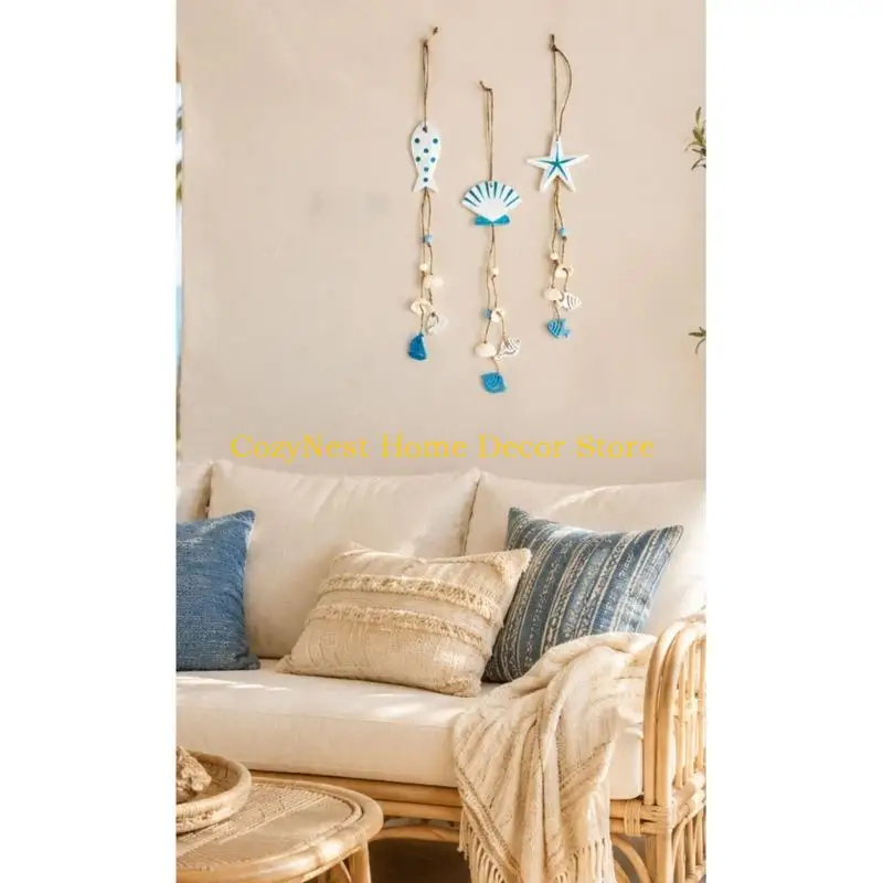 92MF Bedroom Playroom Classroom Hallway Wall Piece with Rope Cord for Coastal Ocean Theme Entry Area Home Display
