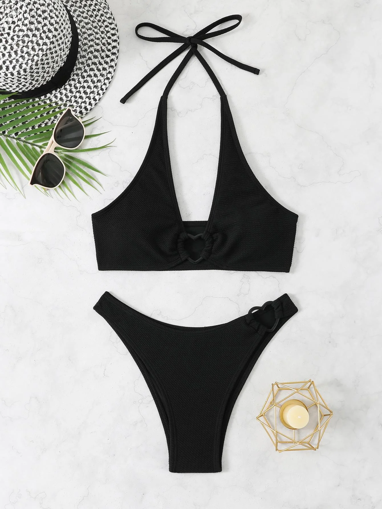 

2025 сексуальный пикантный девушка в форме сердца, ажурное бикини из специальной ткани, отдельный купальник, маленькая грудь, трансграничный спортивный Fitn