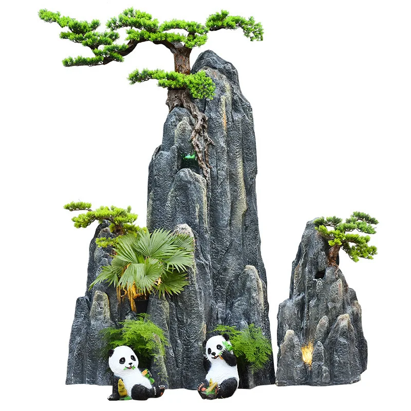 

Rockery stone concept simulation dry mountain Chinese courtyard layout fish pond decoration green plant ornament welcome pine