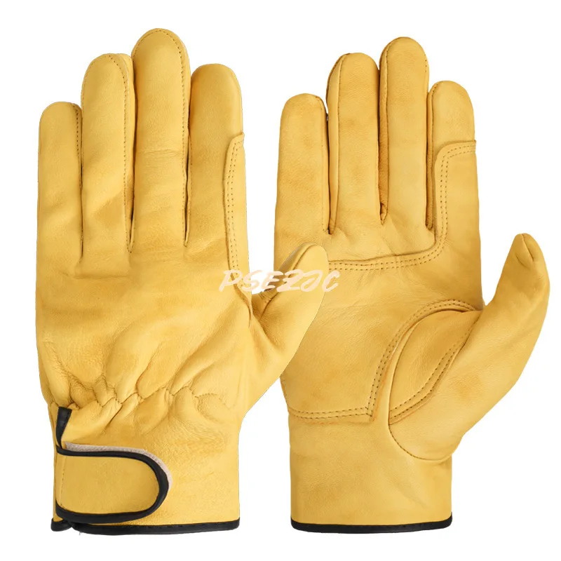 

Outdoor Work Labor Protection Gloves Sheepskin Soft Wear-resistant Breathable Non Slip and Puncture Resistant Leather Gloves