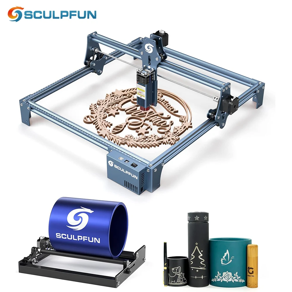 SCULPFUN S9 90W 효과 레이저 조각 기계 울트라 얇은 레이저 빔 성형 기술 나무 아크릴 레이저 Engraver410x420mm