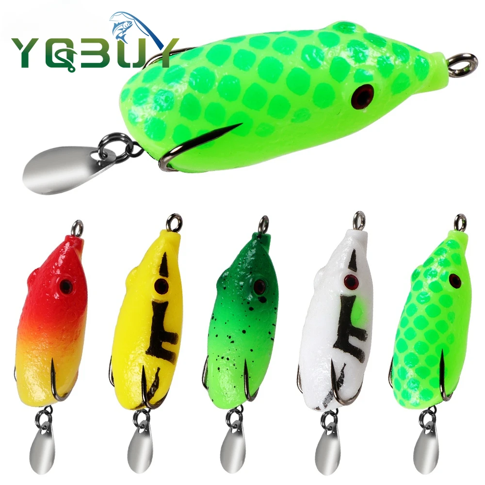 

4.5cm/6.5g Soft Frog Fishing Lure Mini Soft Lure Double Hooks Top Water Ray Frog Artificial Bait