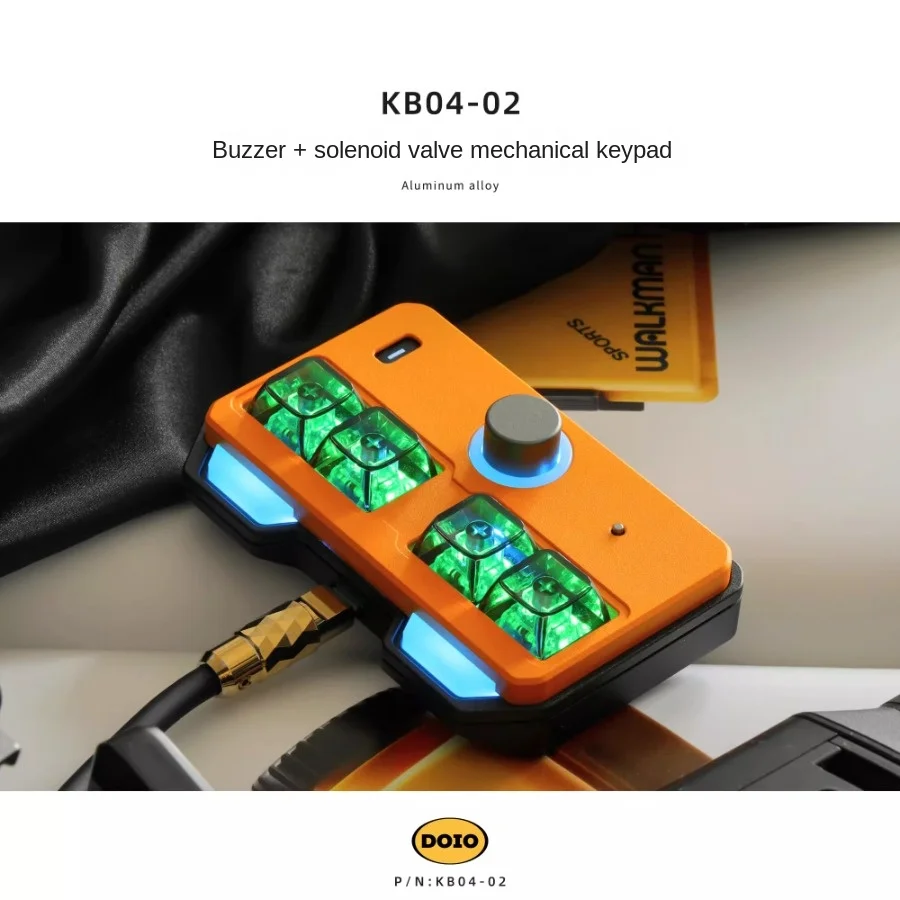 DOIO KB04-02 Aluminum Alloy Customized Wired Mechanical Keyboard QMK VIA Buzzer Solenoid Valve Keypad Type-C OLED Screen Gift