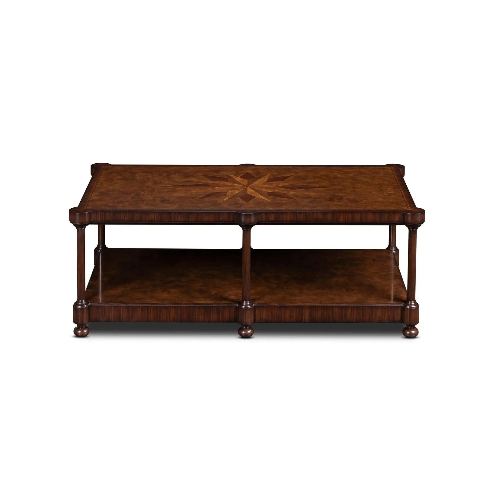 Rectangle Coffee Table Made Of Solid Teak Wood With An Elegant Thick Surface Design And Artistic Vertical Carved.