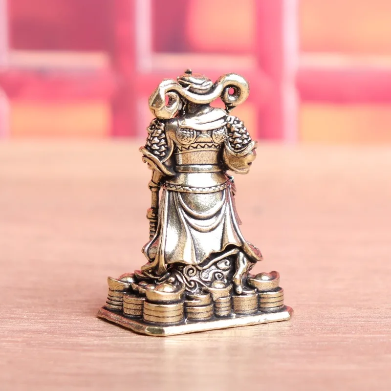 Brass God of Wealth Figurine Mini Copper Statue Desktop Ornament Tea Pet Home Office Decor Collectible Craft Gift