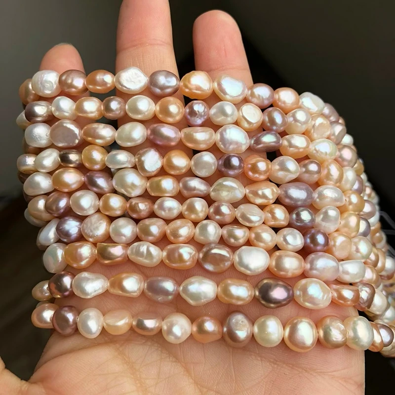 Natürliche Süßwasserperlen, unregelmäßige barocke Perlenform, lose Perlen zum Basteln von eleganten Armbändern, Halsketten und Schmuck. – Detail 3