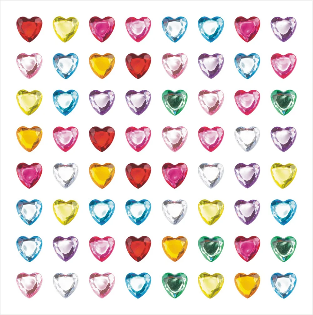 3D Gem Heart Kids Girls Stickers Earrings 1-14Sheets 6mm Glitter Sparkle Crystal Sticker Self-Adhesive Jewel Crafts Rhinestone