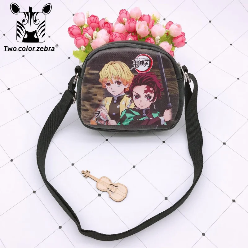 Cosplay Dämon Slayer Anime doppelseitige PU Make-Up Lagerung Tasche kinder Umhängetasche Schulter Taschen Geldbörse